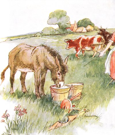 "شاهد دلتين مليئتين بالحليب وكان لديهما مشروب طويل جميل" ، رسم توضيحي من كتاب Naughty Neddy ، الذي نشره توماس نيلسون أند سنز ، 1920s بواسطة آن أندرسون